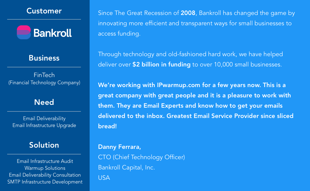 Success Story - Bankroll Capital, Inc.